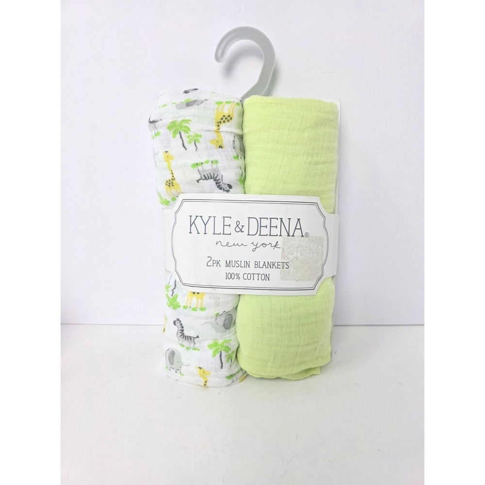 Kyle & Deena New York 2pk Muslin Blankets %100 Cotton NEW zebra‎ giraffe